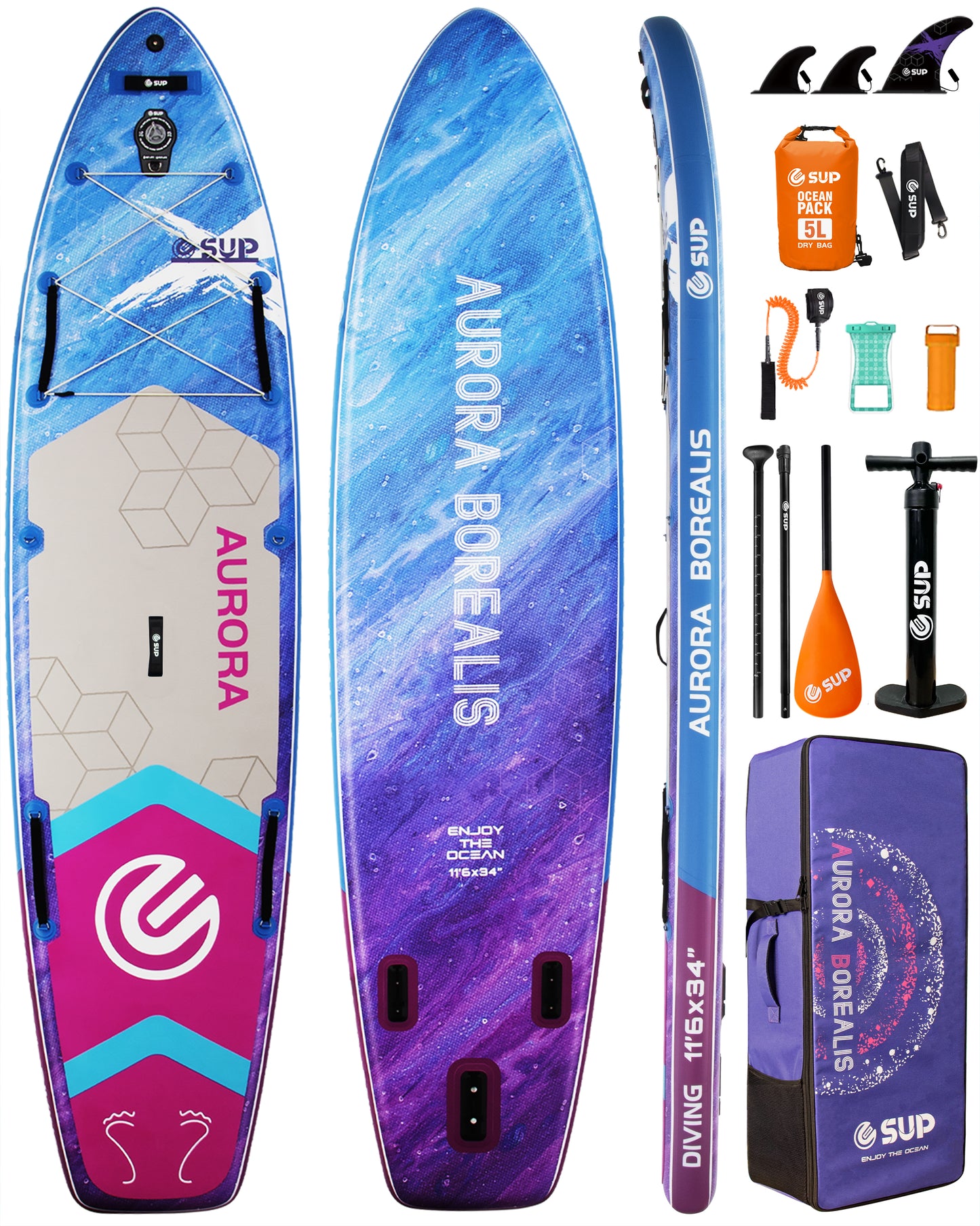 ESUP 11’6 ×34" Extra Wide Inflatable Paddle Board with Premium SUP Paddle Board Accessories, Wide Stable Stand Up Paddleboards for Adults/425lb/Family/Yoga/Beginner, with Shoulder Strap,Dual-Action Pump