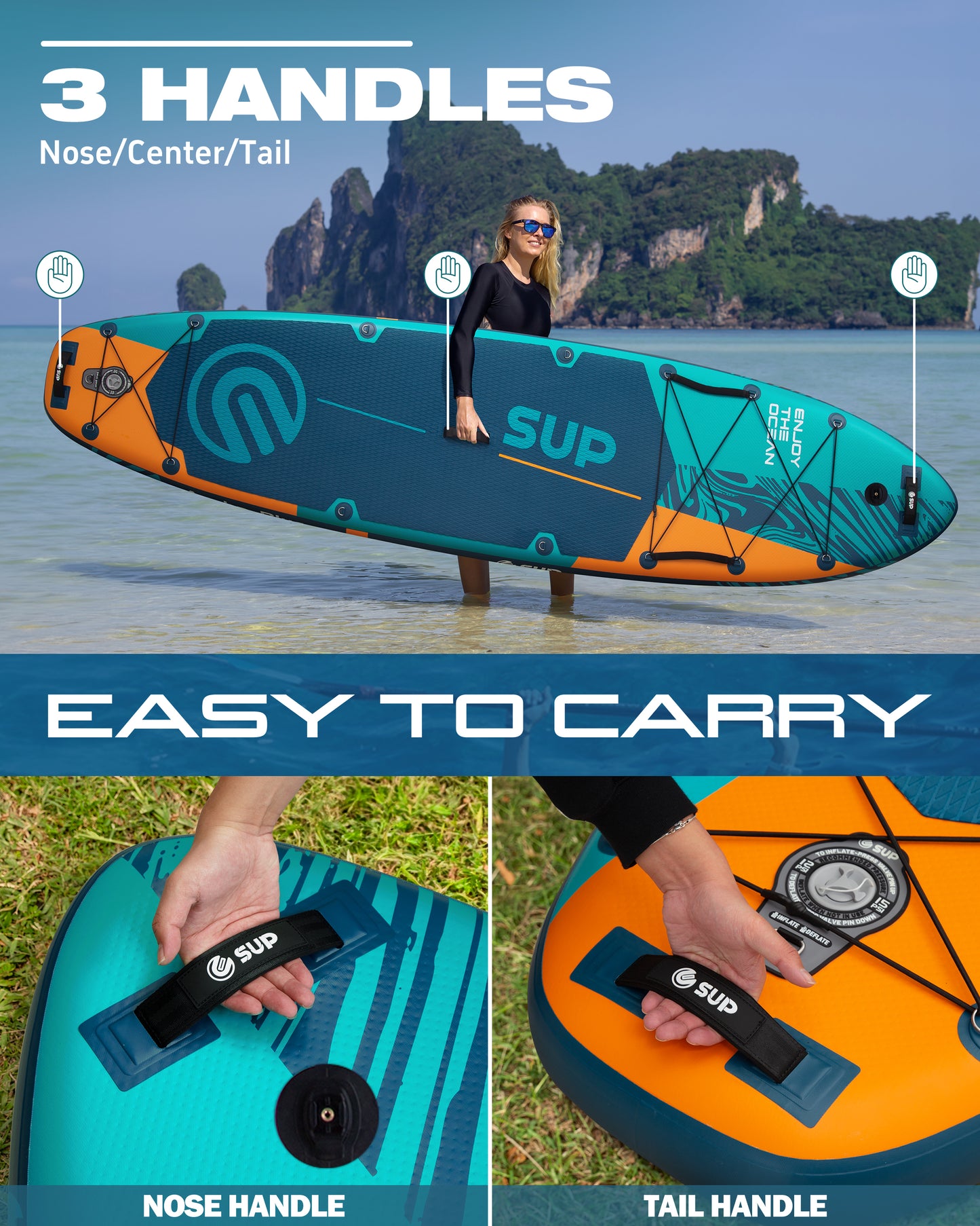 ESUP Inflatable Stand Up Paddle Board 11'6"*35", Extra Wide Paddle Boards for Adults, 450lbs Big Size SUP Board for Family Leisure 2+1 People w/Fixed US Fin for Speed