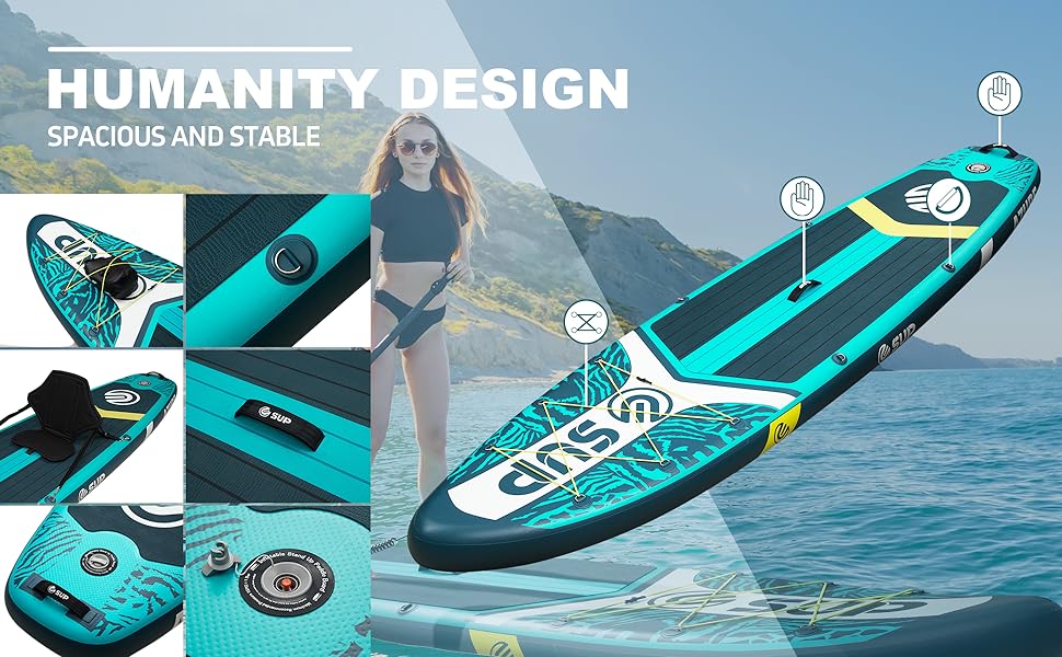 ESUP Inflatable Stand Up Paddle Board with Cup seat 33"/35" Wide Durable SUP, 11'/11'6" Stable Inflatable Paddle Boards for Adults & Youth of All Skill Levels