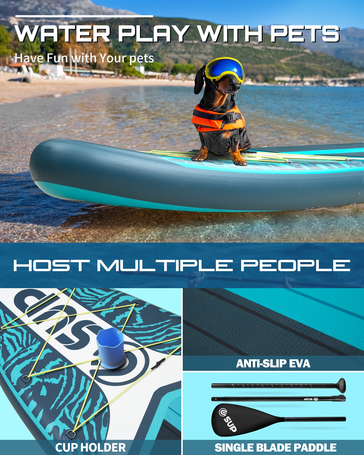 ESUP Inflatable Stand Up Paddle Board with Cup seat 33"/35" Wide Durable SUP, 11'/11'6" Stable Inflatable Paddle Boards for Adults & Youth of All Skill Levels