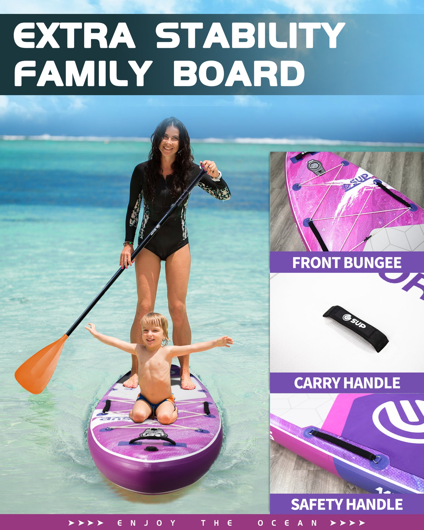 ESUP 11’6 ×34" Extra Wide Inflatable Paddle Board with Premium SUP Paddle Board Accessories, Wide Stable Stand Up Paddleboards for Adults/425lb/Family/Yoga/Beginner, with Shoulder Strap,Dual-Action Pump